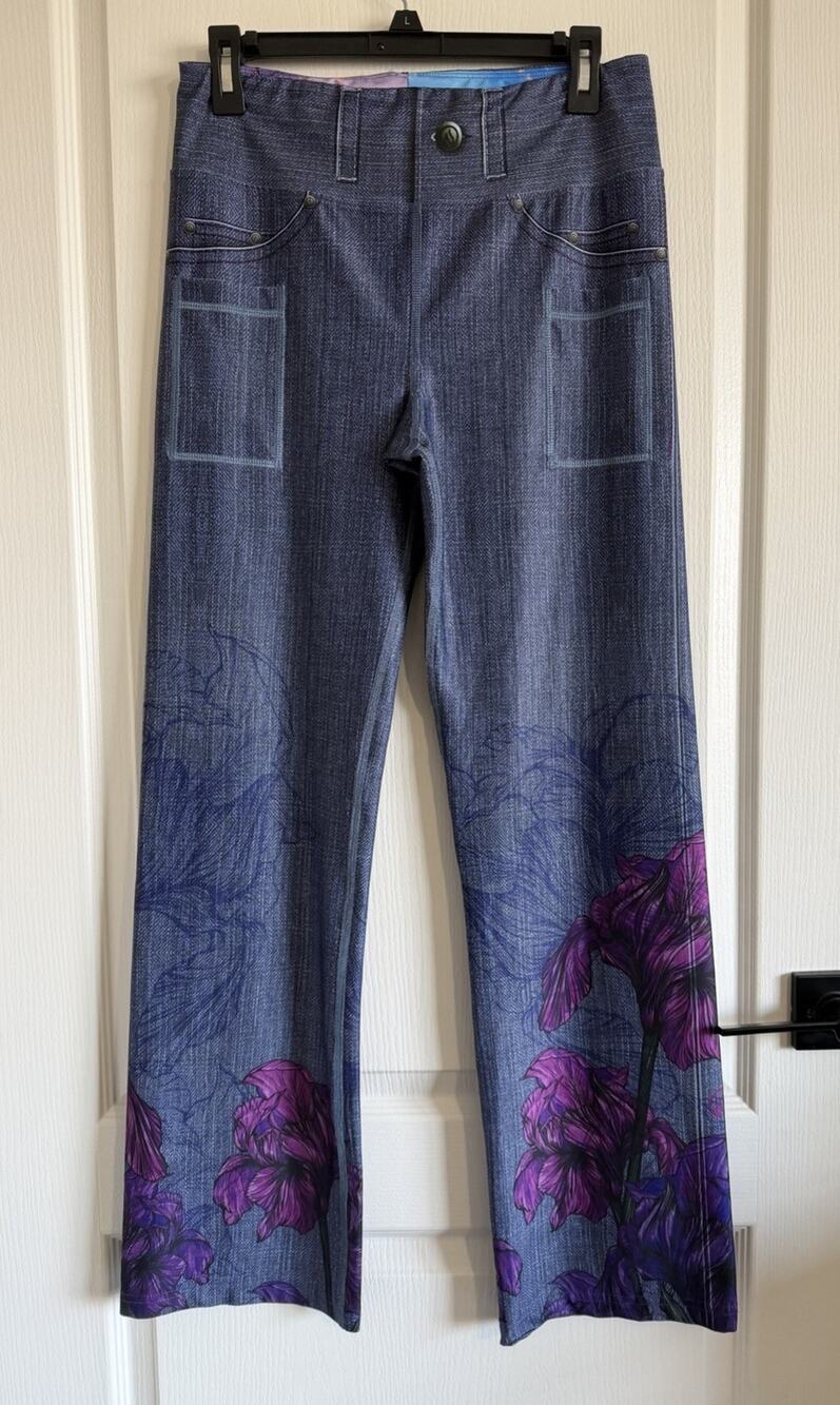 INKnBURN Straight Leg Leggings Womens Sz 12 Performance Activewear Pants Floral